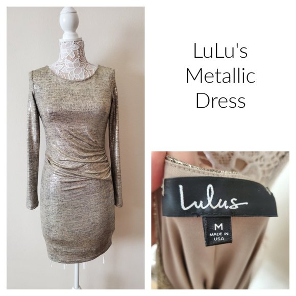 Lulus Dresses & Skirts - LuLu's Metallic Long Sleeve Dress